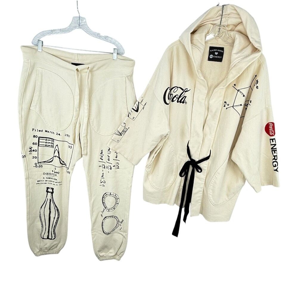 CAMP HIGH X COCA COLA Sweatpants & Jacket Set Beige S/M with belt